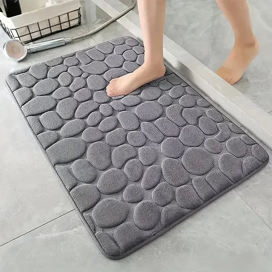Cobblestone Embossed Bath Mat | Non-Slip & Absorbent | Machine Washable | 40×60cm